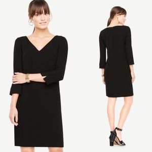 Ann Taylor Doubleweave black v-neck sheath dress